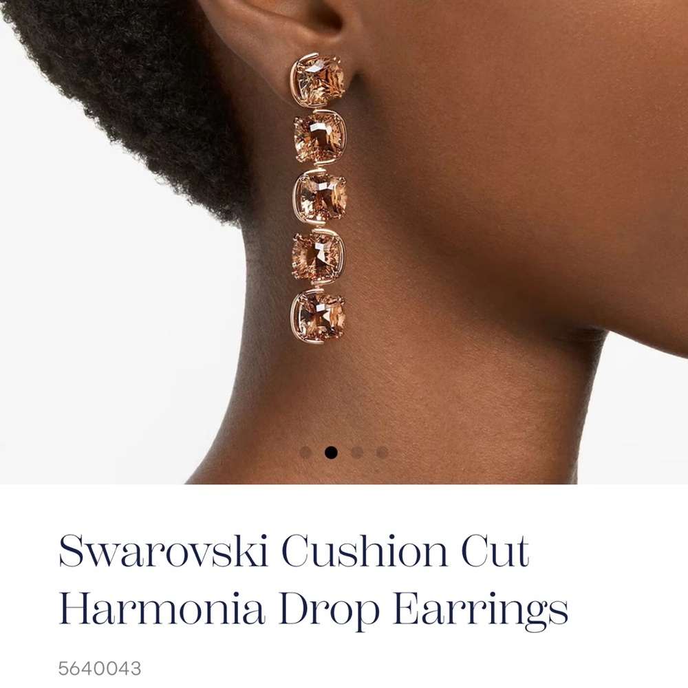 🐦‍🔥Black Friday Sale🐦‍🔥 Swarovski Gold Cushion Cut Harmonia Drop Earrings